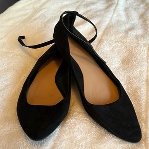 Black flats with removal ankle strap